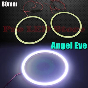 2x Angel Eyes COB Halo Ring White 80mm LED Light Headlight Fog Housing - Picture 1 of 2