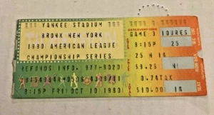 Vintage 1980 Royals Vs Yankees Championship Ticket Stub Rare George Brett GW HR - Picture 1 of 2