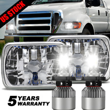 DOT Pair 100W 5x7" 7x6" LED Headlights Hi/Low Fit for Ford F-650 F-750 2000-2015