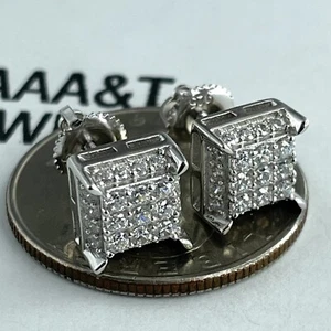 925 STERLING SILBER ICY BLING ZIRKONIA 8,2 mm ECKIGER OHRRING - Bild 1 von 3