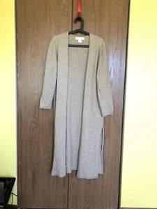 Korean Brand Floaty Cashmere Wool Knit Long Cardigan W/ Side Slits In Oatmeal - Picture 1 of 6