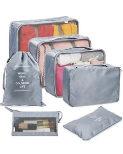 7pcs Packing Travel Cubes Luggage Compression Storage Bags Organiser Suitcase - Picture 1 of 4
