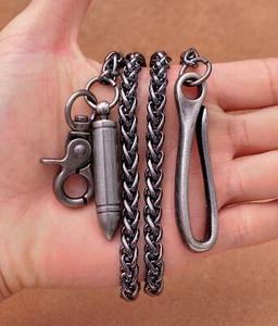 30" Heavy Duty Biker Trucker Bullet Twisted Keychain Keyring Jean Wallet Chain - Picture 1 of 6