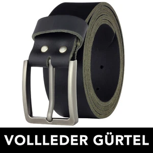 Gürtel Leder Schwarz Vollledergürtel 4cm Herren Damen Ledergürtel Büffelleder - Bild 1 von 8