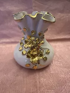 VNTG Lefton China Pink Gold Flowers Porcelain Hand painted Bud Vase #50431 - Picture 1 of 9