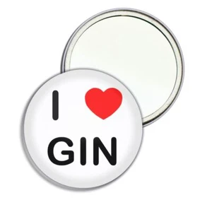 Gin I Love Heart Round Mirror Pocket Compact (55mm or 77mm) - Picture 1 of 6
