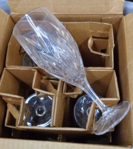 Vtg Set/4 Glass 24% Lead Crystal TALL WINE WATER GOBLETS ~ 8.5" H ~ BEAUTIFUL! - Picture 1 of 7