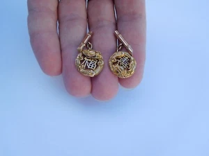 Imperial Japanese Meiji 14K Gold Lucky Dragons Asahi Shoten Cufflinks 🐉 - Picture 1 of 12
