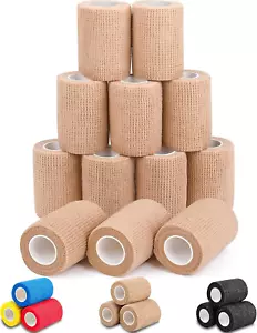 12 Pack Self Adhesive Bandage Wrap, 3" X 5 Yards Elastic Cohesive Bandage Wrap, - Picture 1 of 12