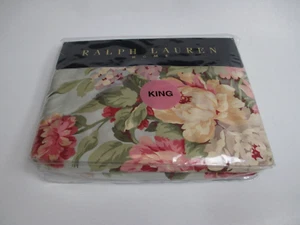 New Ralph Lauren STONE HARBOR Aqua Blue Floral Fitted Sheet - King - Picture 1 of 8