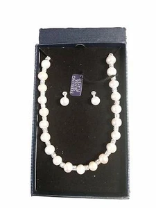 Genuine Fresh Water Pearl 16" Sterling Silver Necklace w/ Matching Post Earrings - Picture 1 of 1