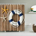 Waterproof Beach Ocean Sand Decor Starfish Poster Fabric Shower Curtain Bathroom