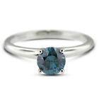 0.65ct Blue SI3 Round Natural Diamond 14k  Classic Solitaire Engagement Ring