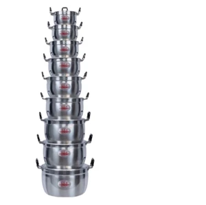 Juego de Cocina Tailandesa Tradicional Marca Cocodrilo Aluminio Tamaño 16-32 cm Juego 9 Ollas - Imagen 1 de 10