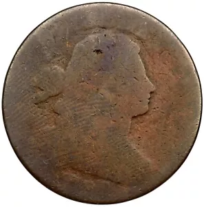 Moneda de centavo grande busto drapeado de 8 S-187 R-1 Sm 1798 - Imagen 1 de 2