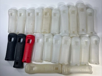 NINTENDO Wii Lot Of 22 SKIN SILICONE CONTROLLER COVER Clear Black Red used wear - Image 1 of 4