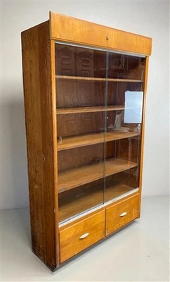 2 Sliding Door Display Cabinet, Vintage Display Case, Curio Cabinet, Showcase, B - Image 1 of 4