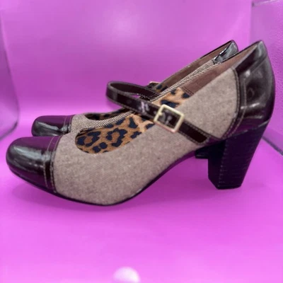 Clarks Bendables Zafiro Charol Tweed Mary Jane Marrón Talla 10M NUEVO (0848) Foto 1 de 4