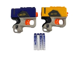 Nerf N-Strike Reflex IX-1 Blue Yellow Holdout Dart Gun Blaster Lot of 2 w/ Darts - Picture 1 of 13