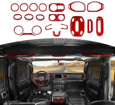 20x Red Interior Accessories Trim Cover Kit Full Set For Jeep Wrangler JL 2018+ - Image 1 of 4