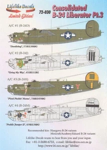 Lifelike 1/72 Decal Consolidated B-24 Liberator Pt 3 - 72-030 - Bild 1 von 6