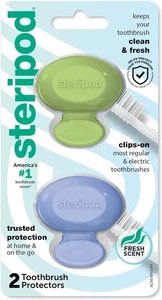 Steripod Clip-On Toothbrush Protector, Green and Blue, 2 Count Size Name:1 Co... - Picture 1 of 1