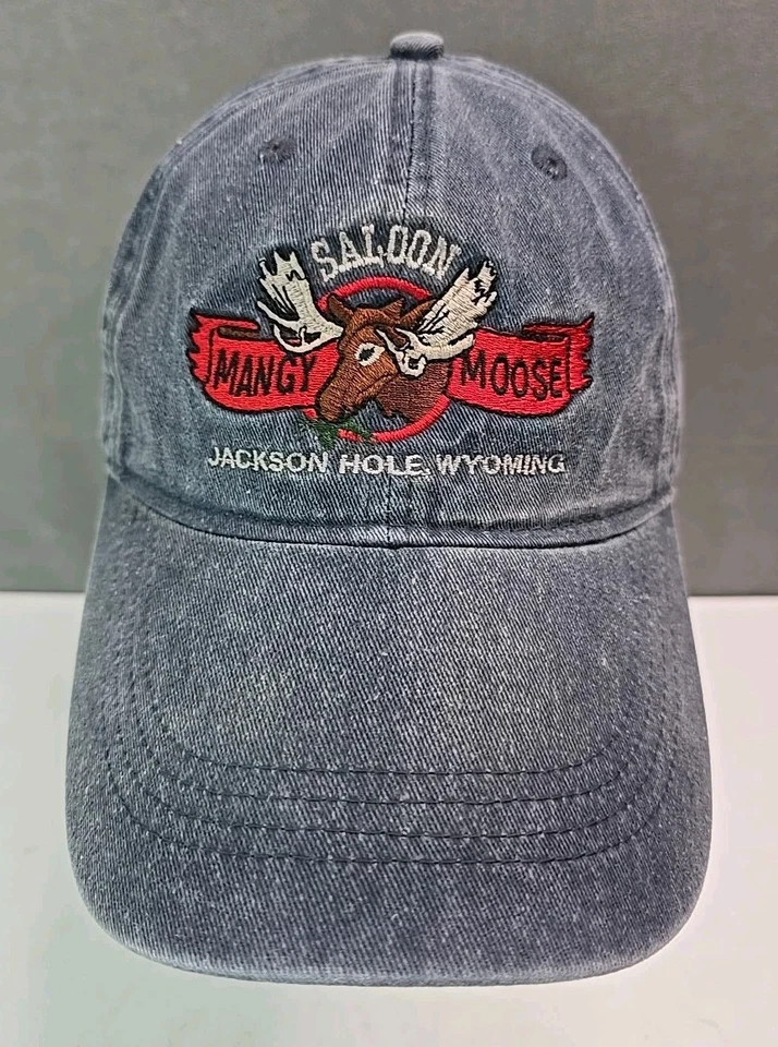 De Colección Mangy Moose Saloon Sombrero Jackson Hole Wyoming Correa Trasera Alce Productos Gorra Foto 1 de 4
