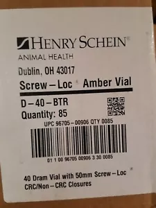 Vial de prescripción HENRY SCHEIN-50 mm CRC/NO CRC CIERRES-Ámbar-40 Dram-LOTE DE 85 - Imagen 1 de 3
