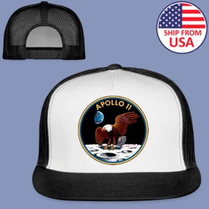 Apollo 11 Space Mission Men's Adjustable White Trucker Hat Cap Size Adult - Picture 1 of 3