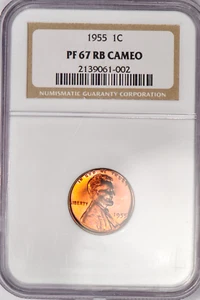 1955 TONED Lincoln Cent Proof NGC PF 67 RB CAMEO PR67CAM Toning Coin 1C - Picture 1 of 4