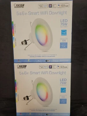 Feit Electric LED 5&6 inch 1000 Lumens Smart Recessed Downlight 2 Pack New - Image 1 of 2