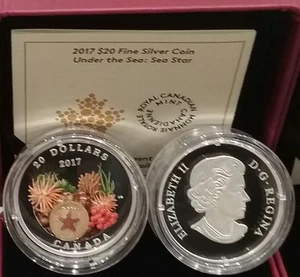 2017 Glass Sea Star Under the Sea $20 1OZ Pure Silver Proof Coloured Canada Coin - Bild 1 von 2