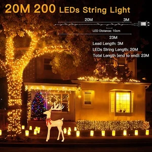 Ollny Fairy Lights, Outdoor String Lights Plug in Cool White 20m 200 christmas - Picture 1 of 8