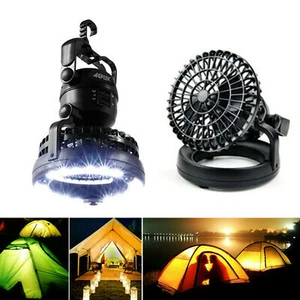2 IN 1 Portable Tent 18 LED Light Lantern Lamp with Fan Outdoor Camping Hiking - Picture 1 of 13