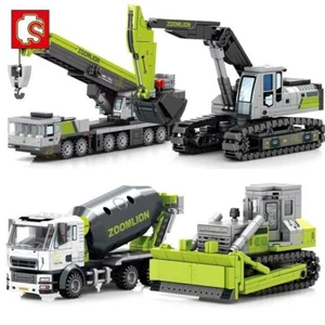 Construction Vehicle MOC Building Blocks  Crane & Excavator DIY Model Bricks Toy - Picture 1 of 16