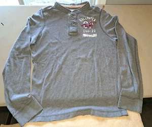 Hollister Sweatshirt Grey W/left Chest HIT w/Hollister Logo & Div 22 1/4 Butn Up - Imagen 1 de 8