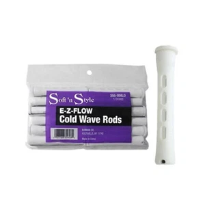 PERM RODS WHITE LONG BEAUTY SALON EZ COLD WAVE HAIR - 1 DOZEN - Picture 1 of 2
