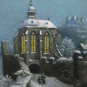 Müller-Boppard A. Ansicht von Oberwesel Wernerkapelle SCHNEE WINTER Rhein  - Bild 1 von 8