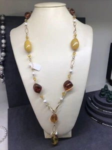 halskette bernstein und gold 18kt - Bild 1 von 8