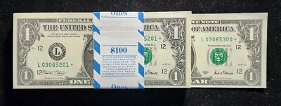 2001 $1 100 Note Star Pack Consecutive Serial #'s San Francisco F 1927 L☆. T8718 - Image 1 of 4