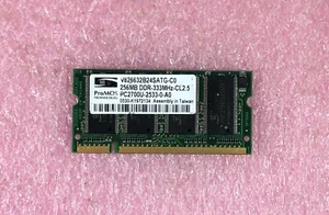 PROMOS 256MB DDR-333 PC2700 NON-ECC SODIMM MEMORY RAM - V826632B24SATG-C0 - Picture 1 of 2