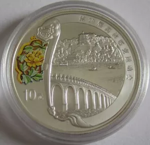 China 10 Yuan 2008 Juegos Olímpicos Beijing Palacio de Verano 1 OZ Plata - Imagen 1 de 2
