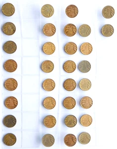GERMAN Collection 33x 5 REICHSPFENNIG 1923 - 1936 Brass WEIMAR REPUBLIC Pfennig - Picture 1 of 9
