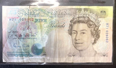 1990, Banco de Inglaterra, billete de 5 libras Foto 1 de 2