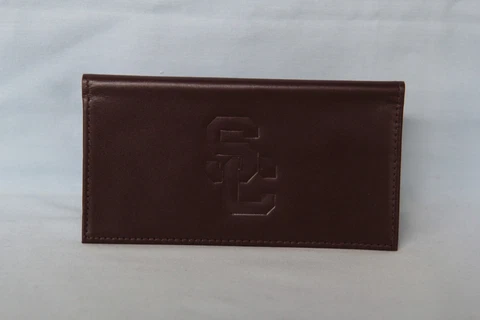 USC Southen Cailifornia TROJANS   Leather Checkbook    NEW    dark brown Cover