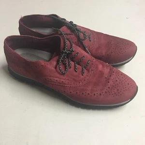 Cole Haan Zerogrand Wingtip Suede Casual Shoe Womens Size 7.5 B W01615 Red - Picture 1 of 8