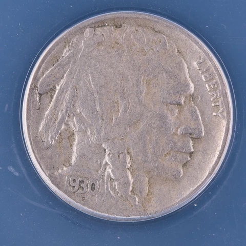 1930-S Buffalo Nickel ANACS F12 Laminations 5c Cover