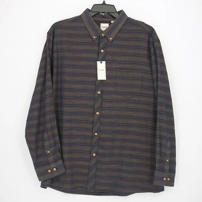 Camisa de manga larga para hombre Dillard's Rowm XXL azul marino naranja tostado a rayas nueva con etiquetas Foto 1 de 4