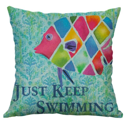 Aqua Painting Throw Pillow Cases Seahorse Fish Cushion Cover For Home Decoration - Image 1 of 4