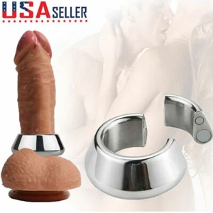 Penis Chastity Ring Weighted Magnetic Ball Man Stainless Steel Enhance Stretcher - Picture 1 of 10